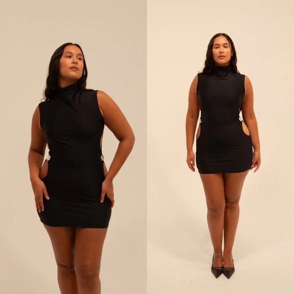 Buci Turtleneck Mini Dress in Black - Picture 3 of 7